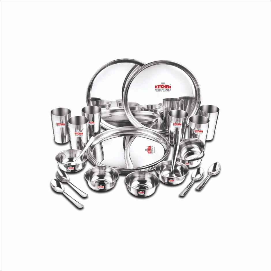 Kitchen Essentials 24 Pcs Stainless Steel Dinner Set (Mirror Finish)