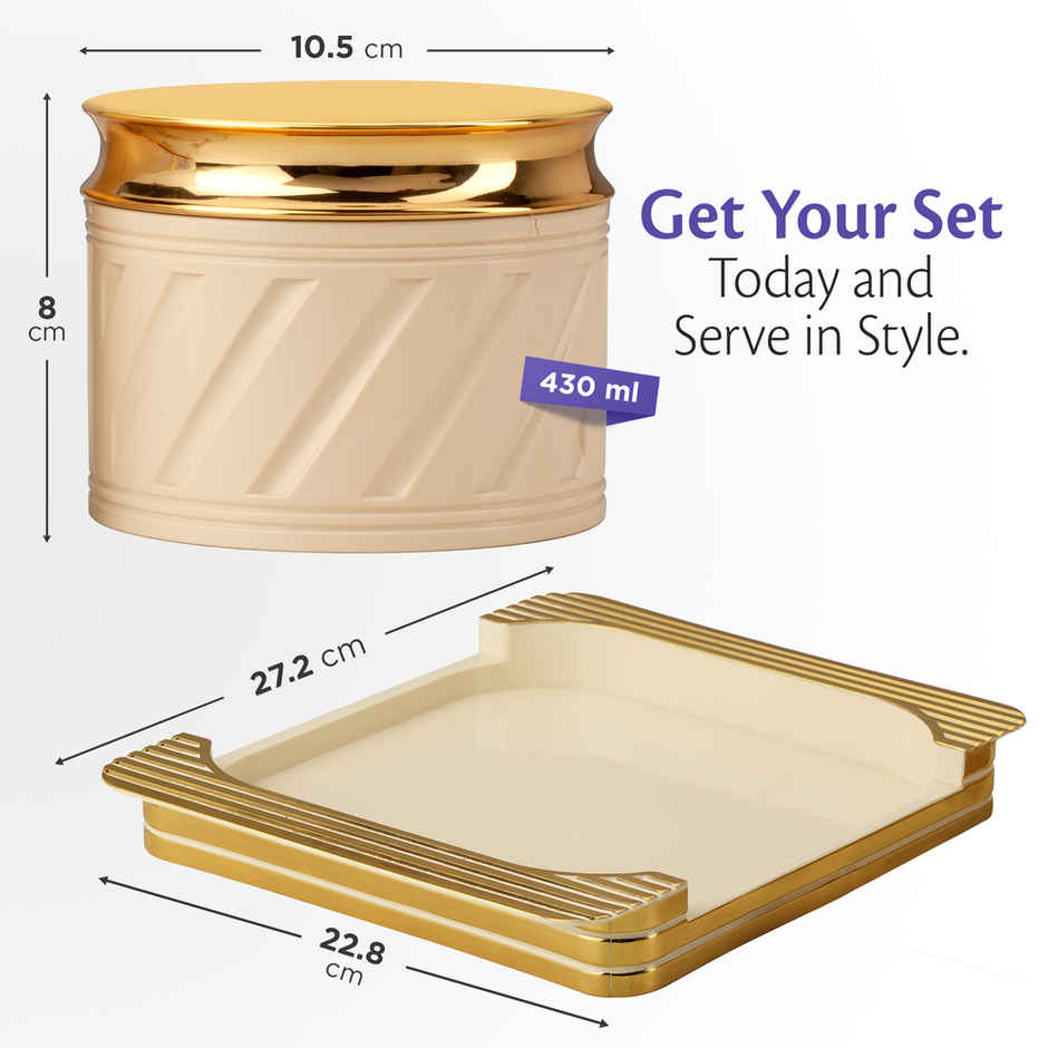 Selvel Airtight Dry Fruit Container|430ml|With Lid & Tray|Sweets, Snacks,Chips|EleganceIvory