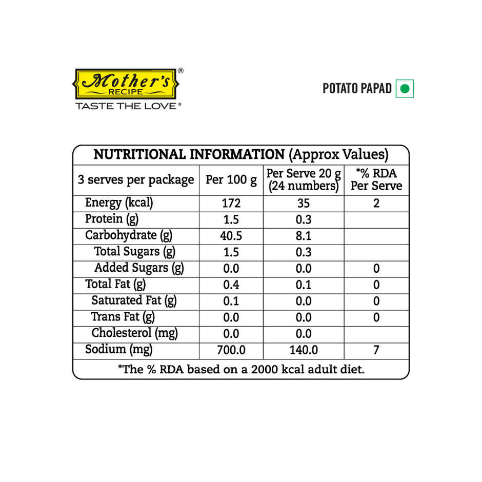 Mother's Recipe Potato Papad Combo