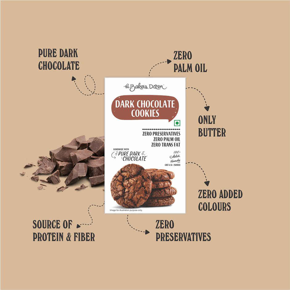 The Baker's Dozen Dark Chocolate Cookies | Premium Biscuit Handmade Cookies | Choco Chip Cookies