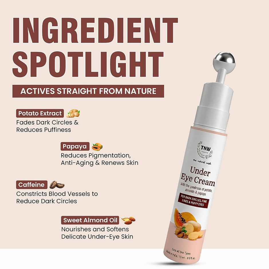 The Natural Wash Sun Under Eye Cream Metallic Roll-On for Dark Circles & Puffiness | All Skin Types