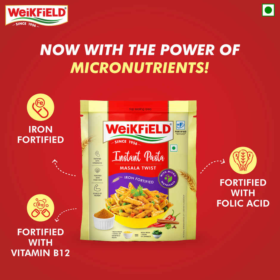 Weikfield Instant Pasta- Masala Twist| Pure Durum Wheat| Rich in Protein