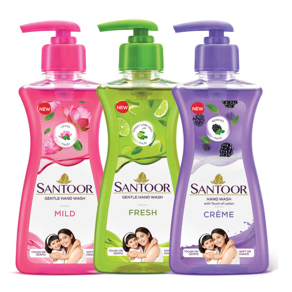 Santoor Mild Gentle Anti-Bacterial Hand Wash With Natural Goodness of Lotus and Tulsi