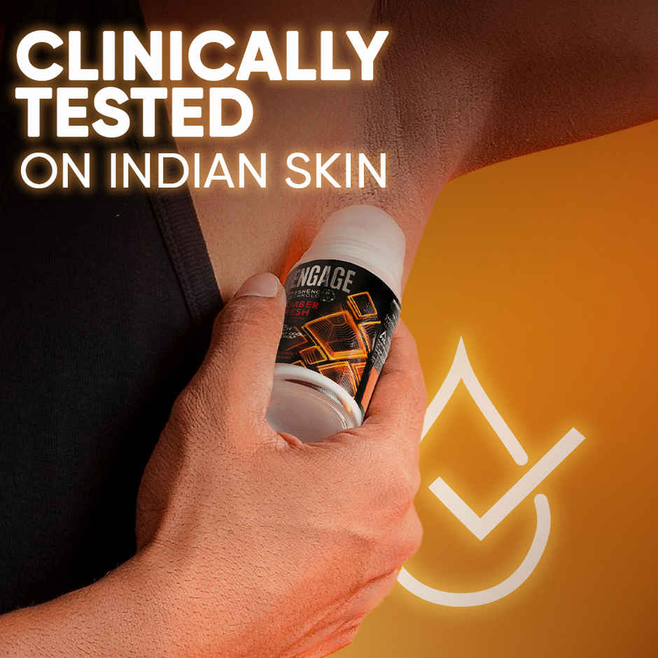 Engage Amber Fresh Underarm Roll-On Deo for  Men | 72hr Protection