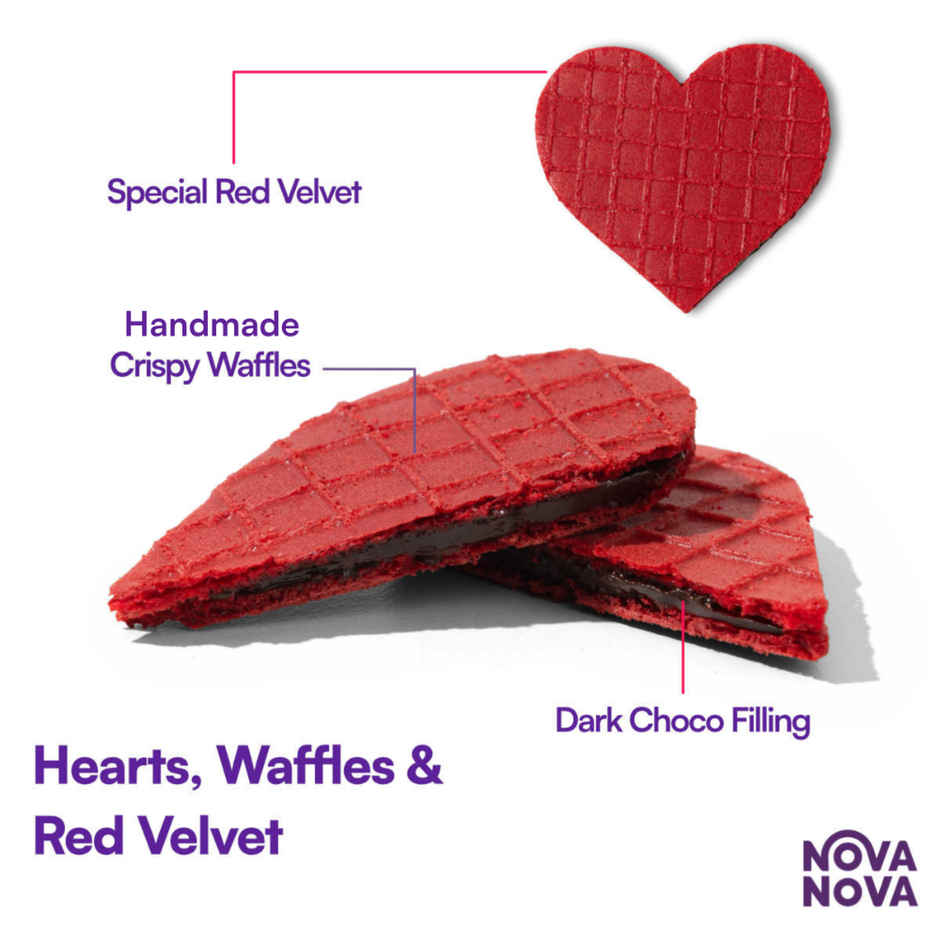 Nova Nova Heart Shaped Waffle Cookies & Chocolates | Assorted Sweet Hearts