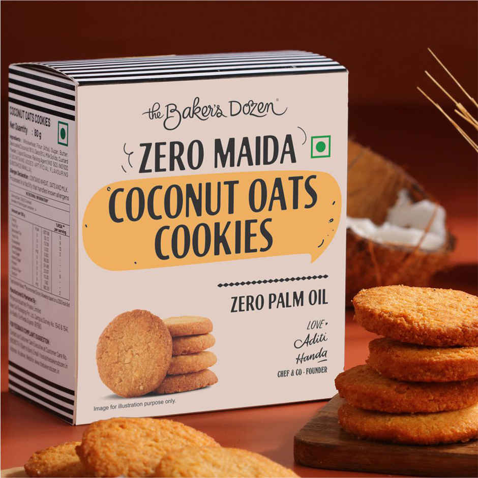 The Baker'S Dozen Zero Maida Elaichi Rusk (80g) & The Baker'S Dozen Zero Maida Coconut And Oats Biscuits Cookies | Maida-Free And Trans Fat-Free (80g) Combo