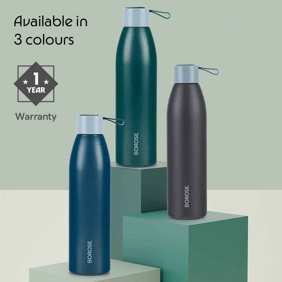Borosil Duomate Double Wall Vacuum Insulated Stainless Steel Bottle | Green | 750 ml