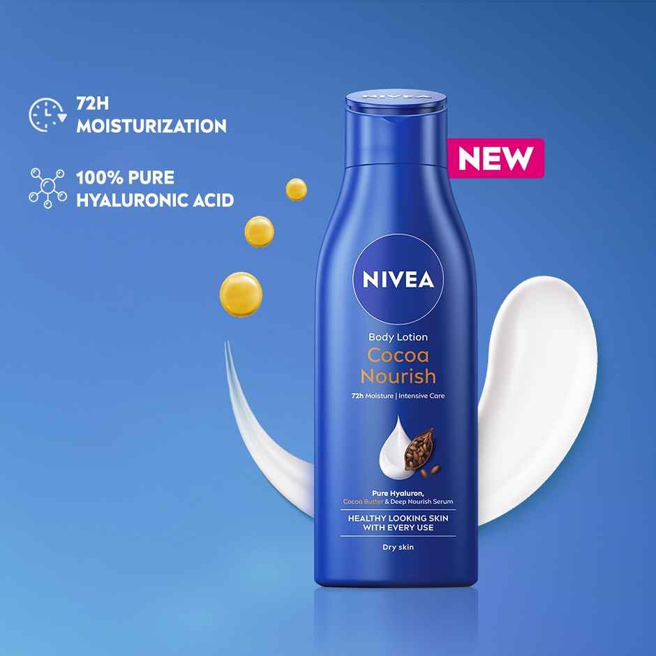 NIVEA Cocoa Nourish Body Lotion|Deep Moisture Serum|Non Greasy|Moisturiser For Very Dry Skin