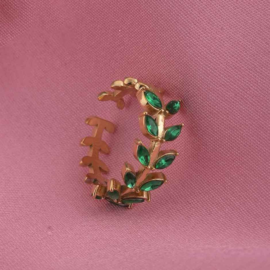 Palmonas Green Leaf Gold Ring