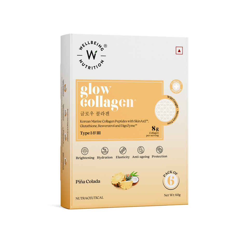 Wellbeing Nutrition Glow Korean Marine Collagen - Pinacolada - 6 Sachets