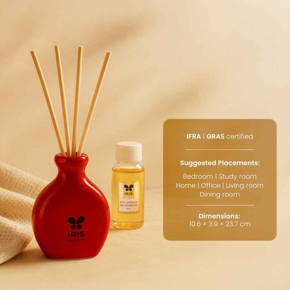 IRIS Apple Cinnamon Reed Diffuser Set | Decorative & Pleasant