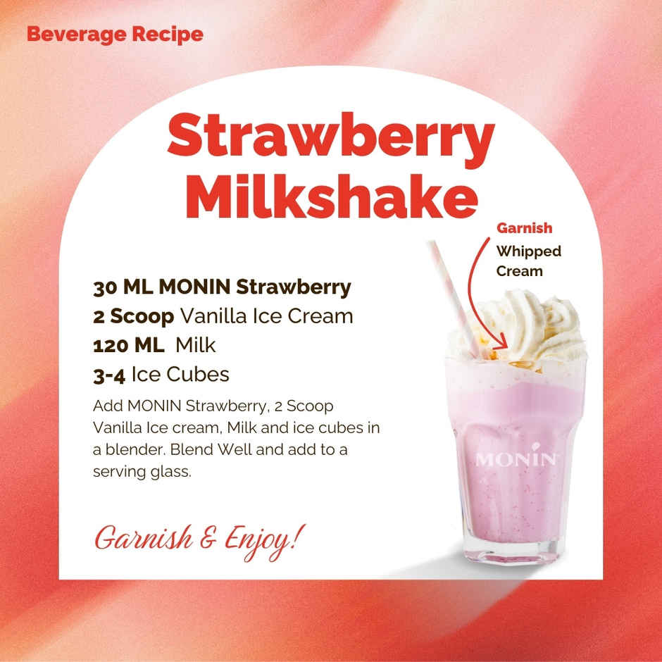 Monin Strawberry Syrup For Cocktail | Mocktails |Slush