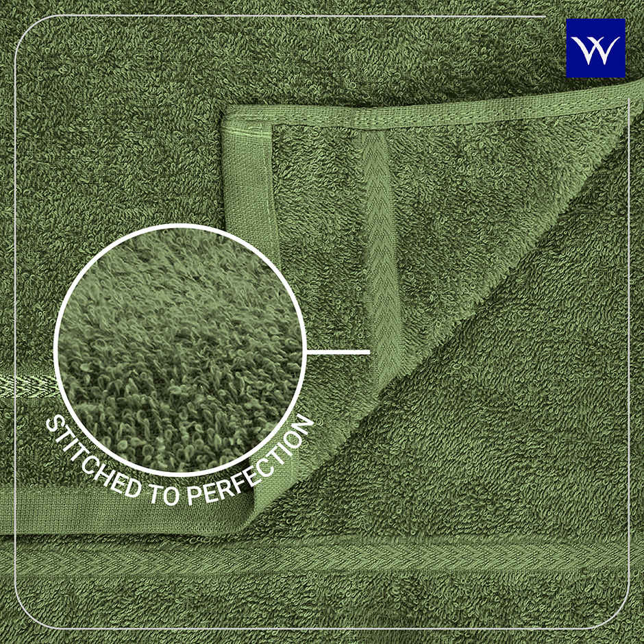 Welspun Quick Dry Cotton Dobby Weave Super Absorbent Ultra Soft Hand Towels Set | Green
