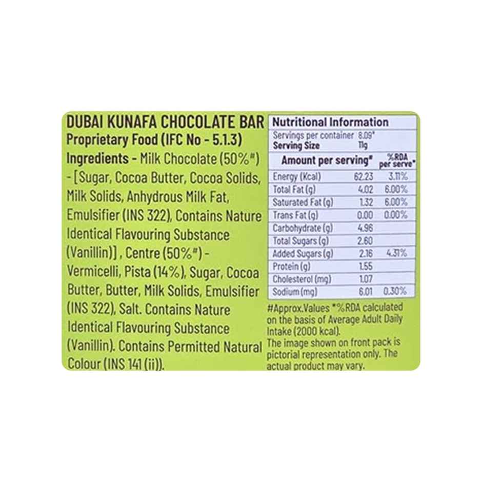 Loyka Dubai Kunafa Pistachio Milk Chocolate Bar