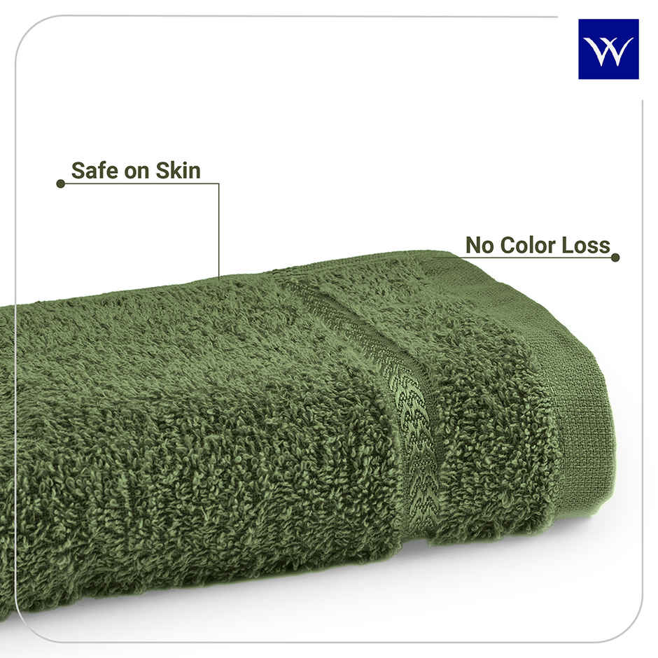 Welspun Quick Dry Cotton Dobby Weave Super Absorbent Ultra Soft Hand Towels Set | Green