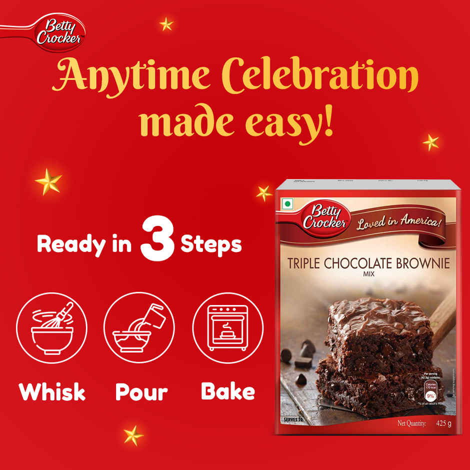 Betty Crocker Triple Chocolate Brownie Instant Cake Mix Powder | Baking Essential| Combo
