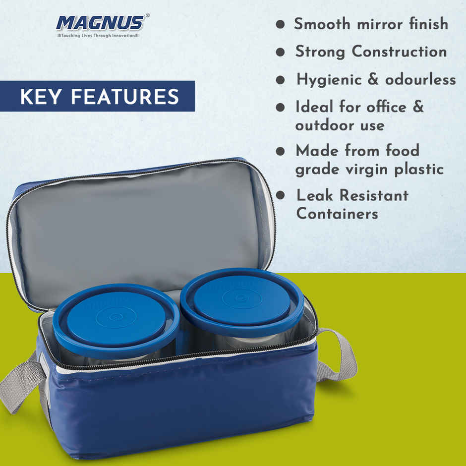 Magnus Fancy 3 Steel Lunch Box Set With Stainless Steel Washable Cover, And Stylish Carry Bag