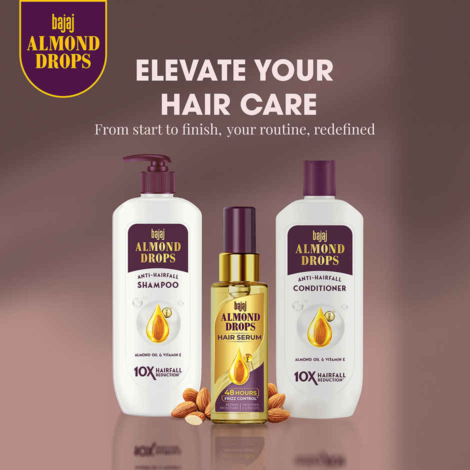 Bajaj Almond Drops Hair Serum with Almond Oil & Vitamin E, Nourishes Dry & Frizzy Hair up to 48 hrs
