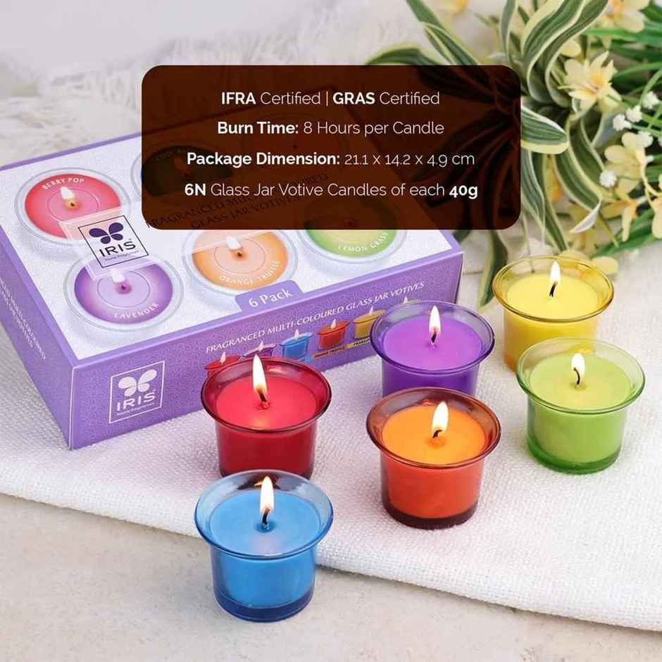 Votive Shot Glass Aroma Candles | Pack of 6 | Candle Gift Set | Home Decor | IRIS