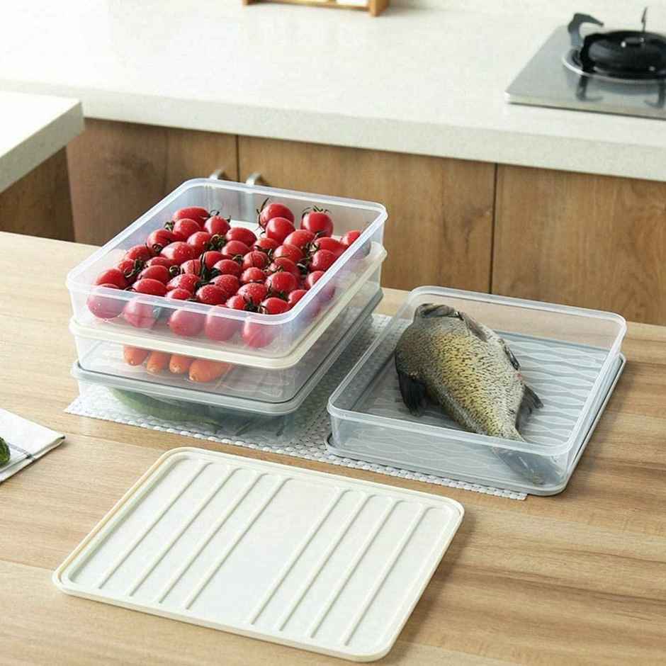 New Dawn 3Pc Big Size(1 Pcs 3000Ml,2 Pcs 1250Ml) Thin Space Saving Stackable Food Storage Container