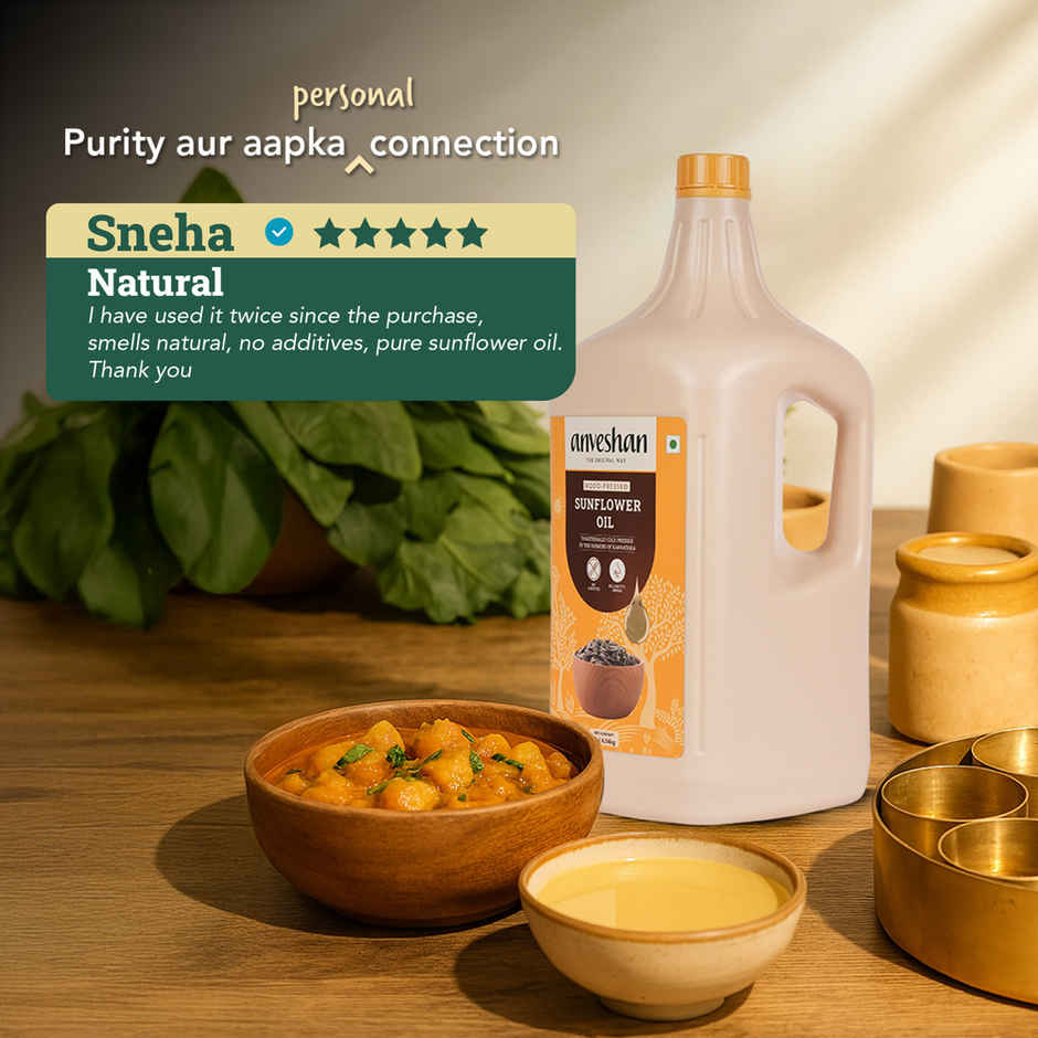 Anveshan Sunflower Wood Cold Pressed Oil Hdpe Can | Healthy Cooking Oil