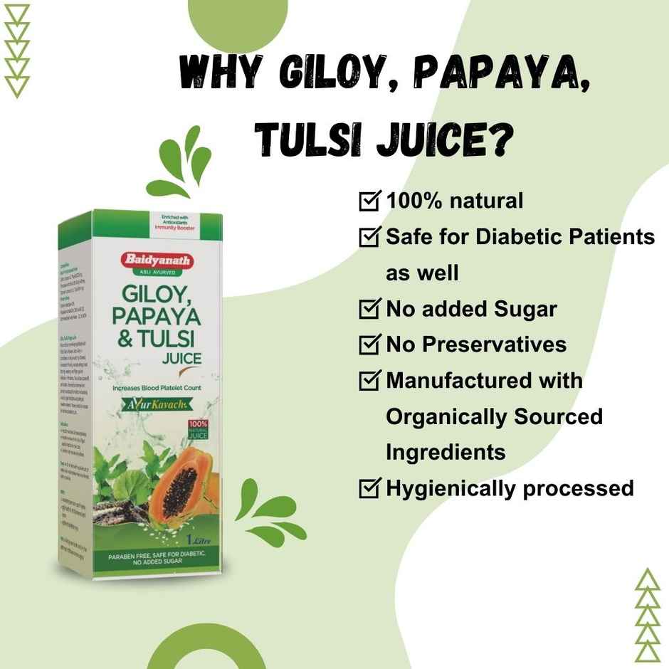 Baidyanath Asli Ayurveda Giloy Papaya Tuilsi Juice