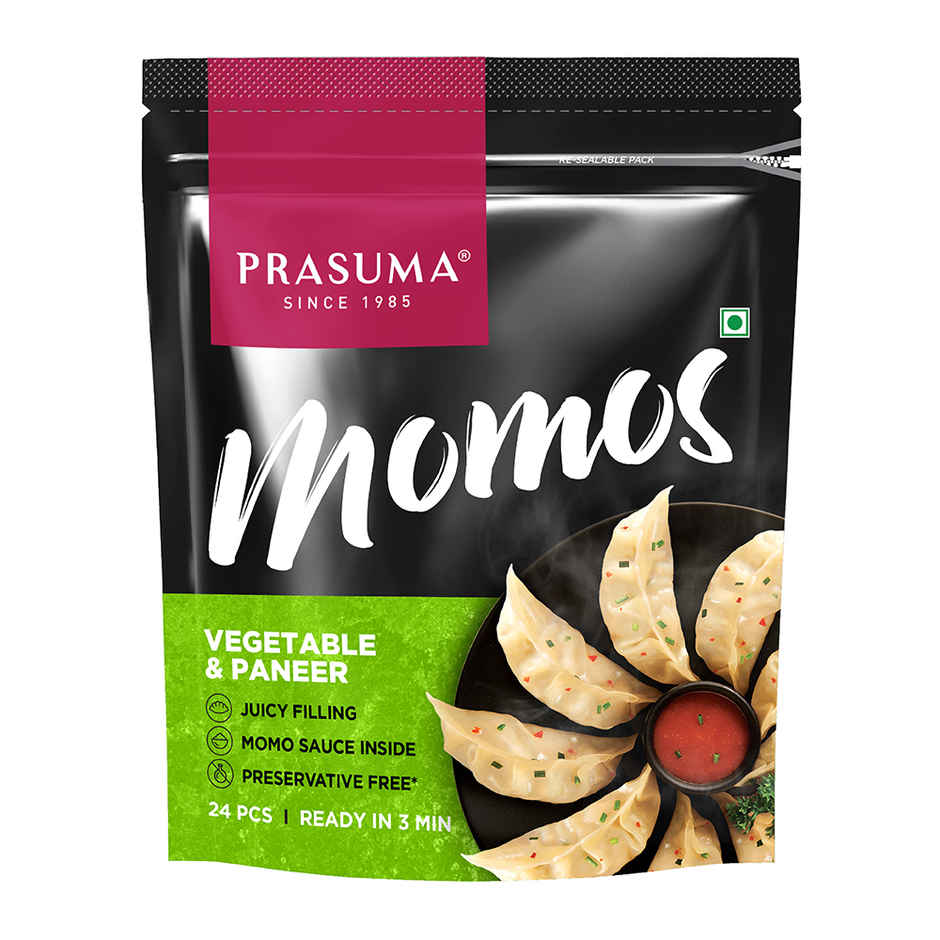 Prasuma Veg & Paneer Momos, 10 pcs | No Preservatives, MSG or Palm Oil | Only Fresh Paneer & Veggies