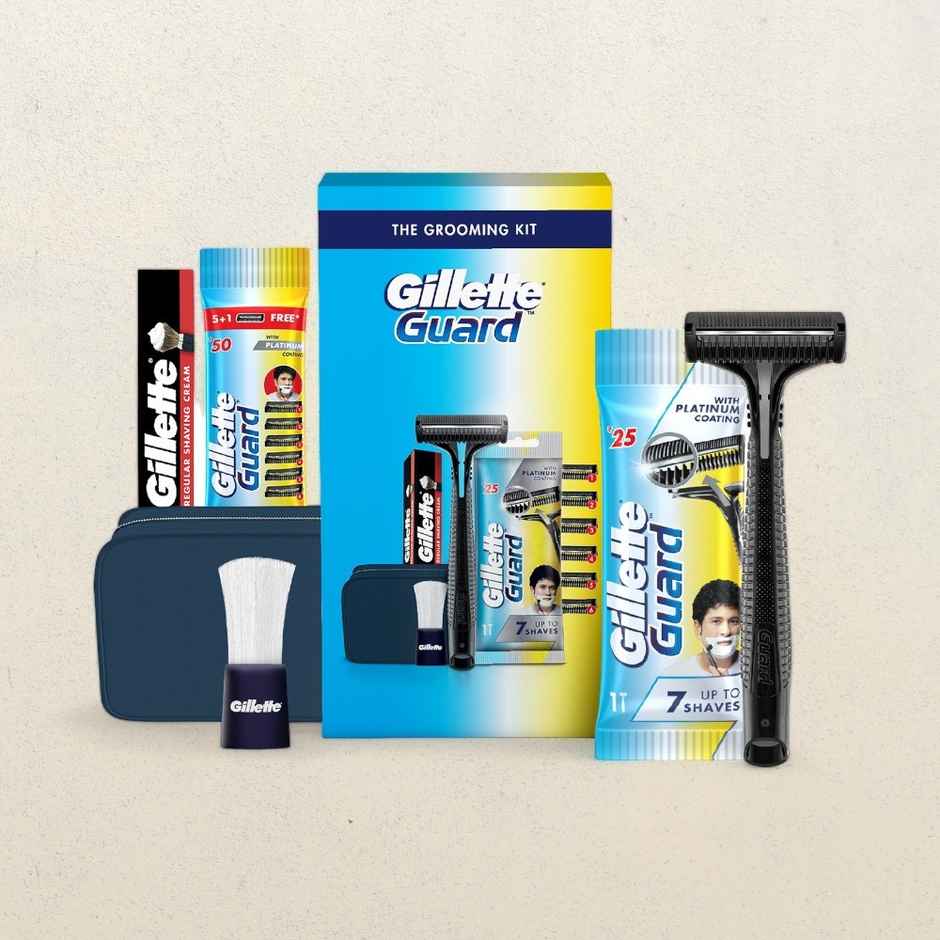 Gillette Guard 5 in 1 Shaving Kit With Travel Pouch-Gift Set For Men