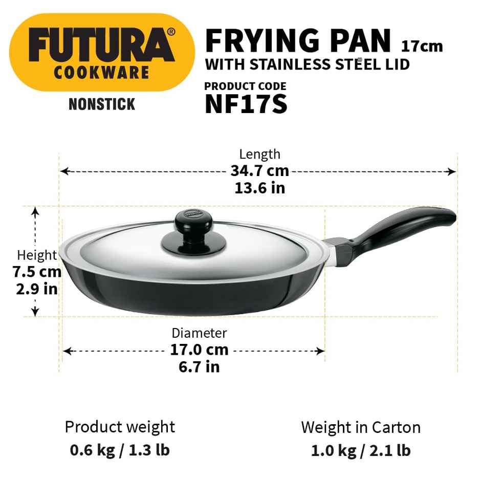 Hawkins Futura 20 Cm Frying Pan, Non Stick Fry Pan With Glass Lid, Small Frying Pan, Black (Nf20G)