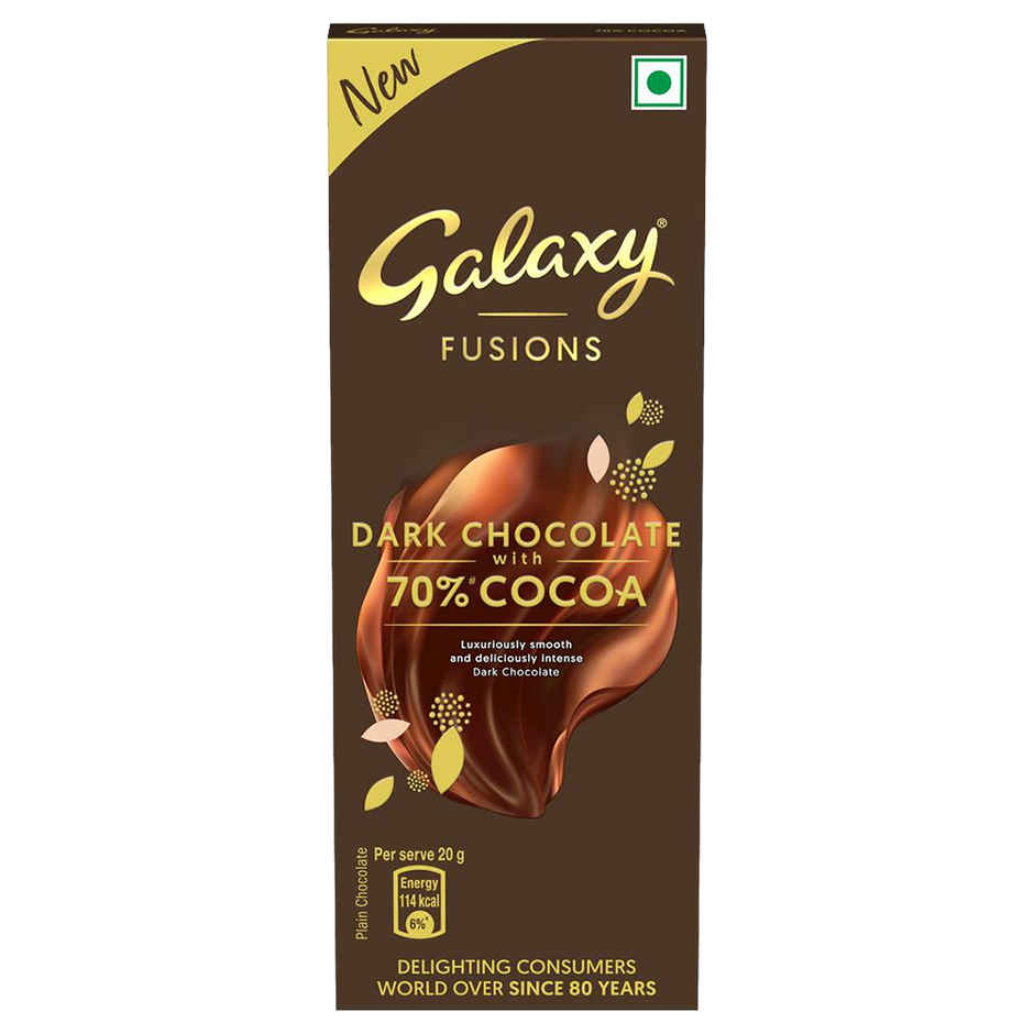 Galaxy Fusions Silky Smooth Dark Chocolate Bar, Made With 70% Cocoa(27.5gms) & Bella Vita Organic Unisex Luxury Perfume Gift Set(80ml) Combo