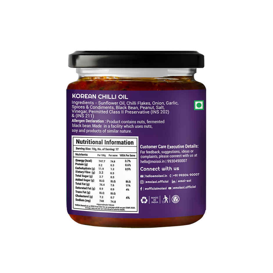 MOI SOI Korean Chilli Oil - Vegan, Used As Spread, Marinade & Dip