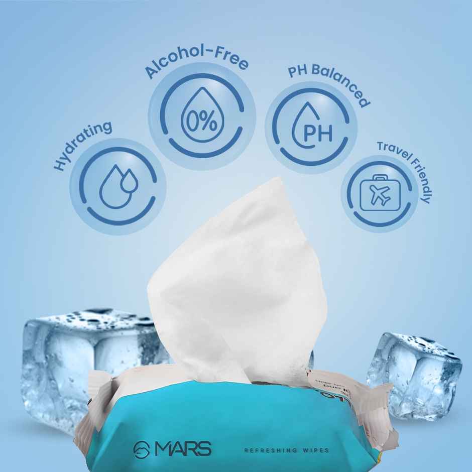 MARS Cosmetics Refreshing Wet Wipes For Face Wipes Ice | 25 Pulls Per Pack