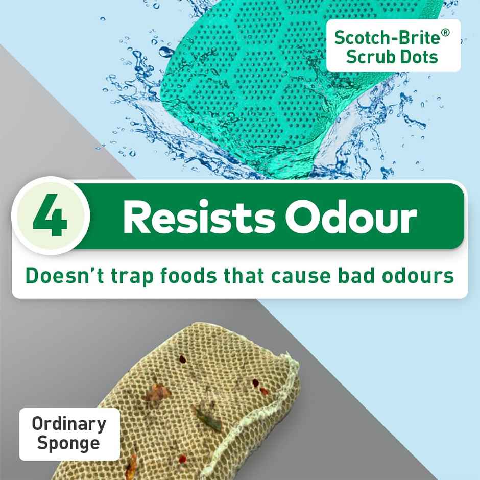 Scotch-Brite Scrub Dots - Stays Fresh, Rinses Clean for Superior Hygiene (Pack of 2) Combo    