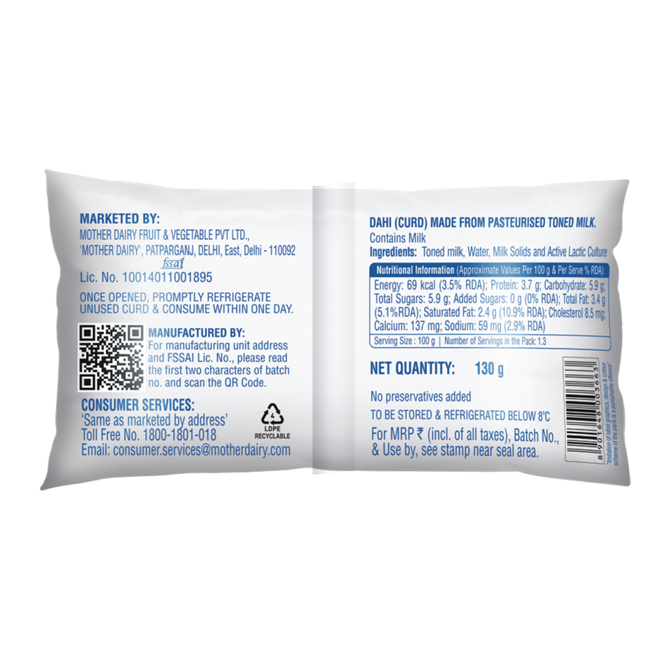 Mother Dairy Thick & Tasty Curd Pouch