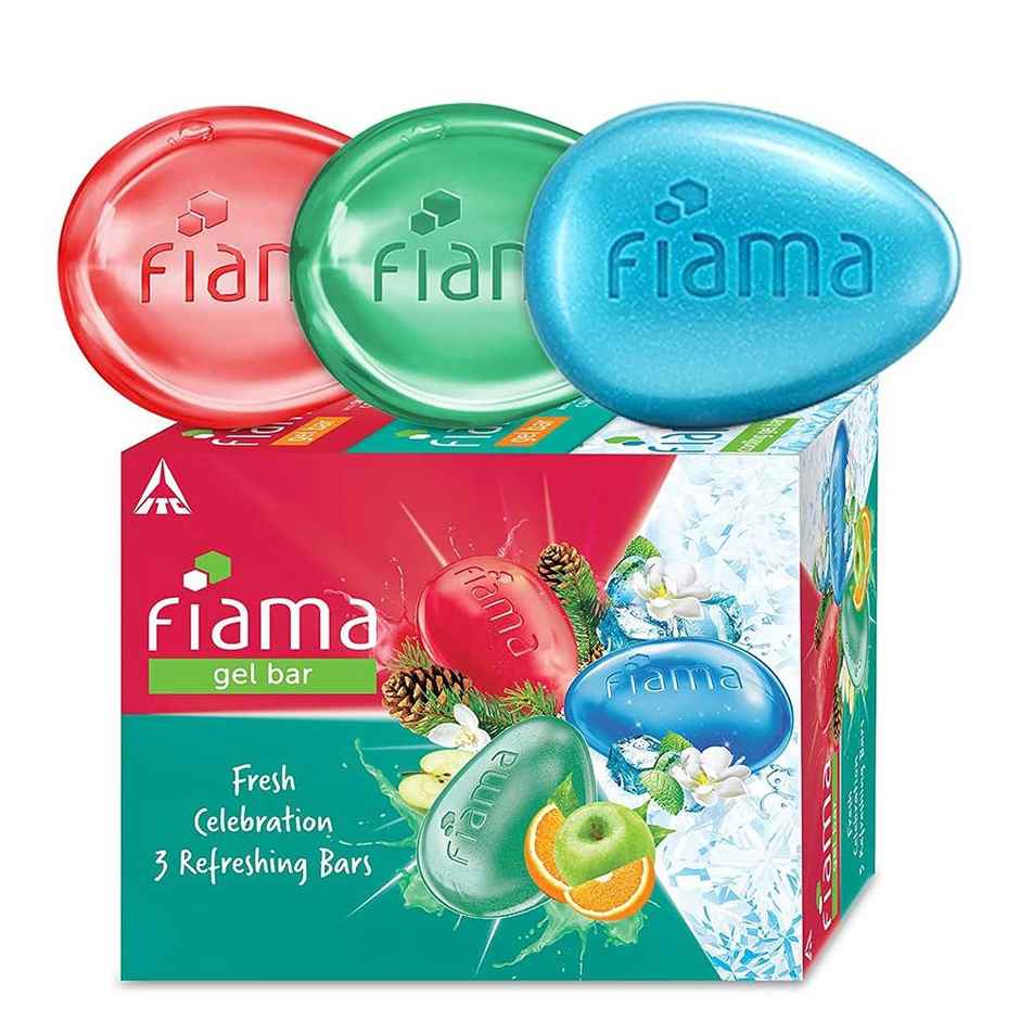 Fiama Gel Bathing Bar Fresh Celebration pack, with 3 Unique Gel Bars, for Moisturized Skin