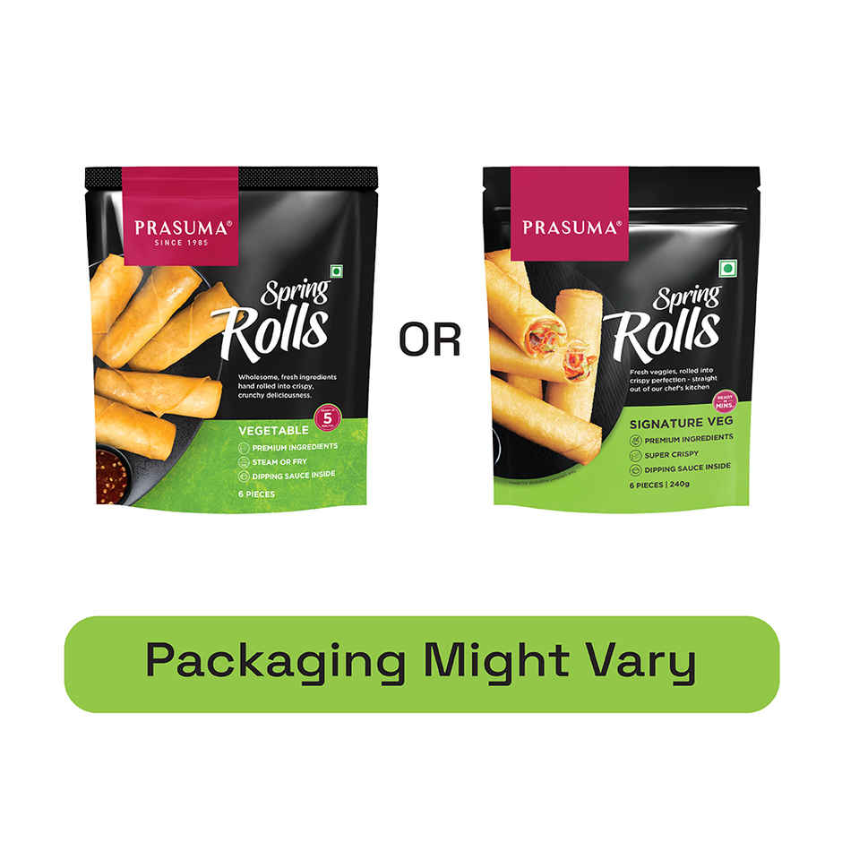 Prasuma Signature Veg Spring Rolls | Glass Noodles & Veggie Filling | No Preservatives or MSG