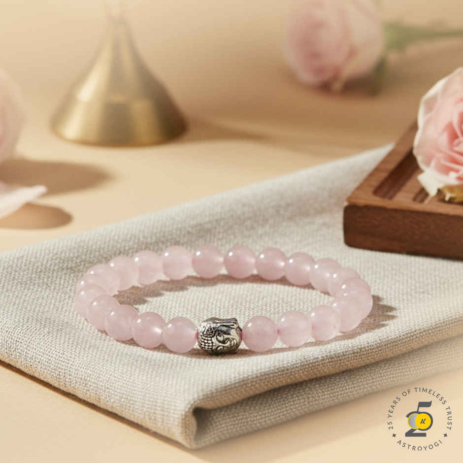 Astroyogi Rose Quartz Bracelet | Natural Gemstones | Pack of 1