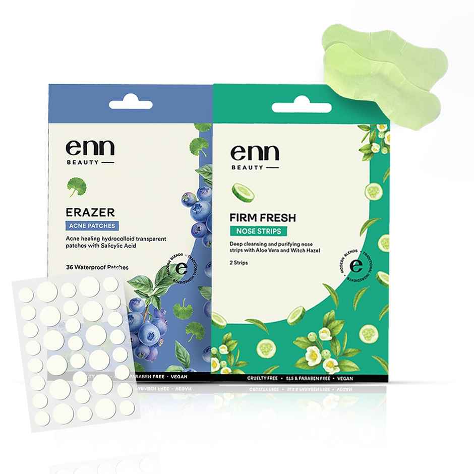 ENN Beauty Erazer Acne Patches & 2 Deep Cleansing Nose Strip Combo