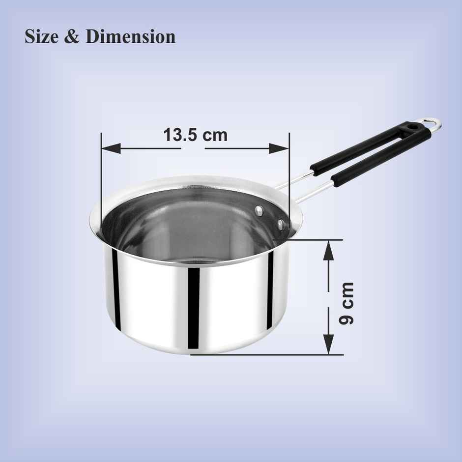 Steelera Stainless Steel Sauce Pan / Tea / Soup | Heavy Duty Solid Handle | Food Safe | 1 L