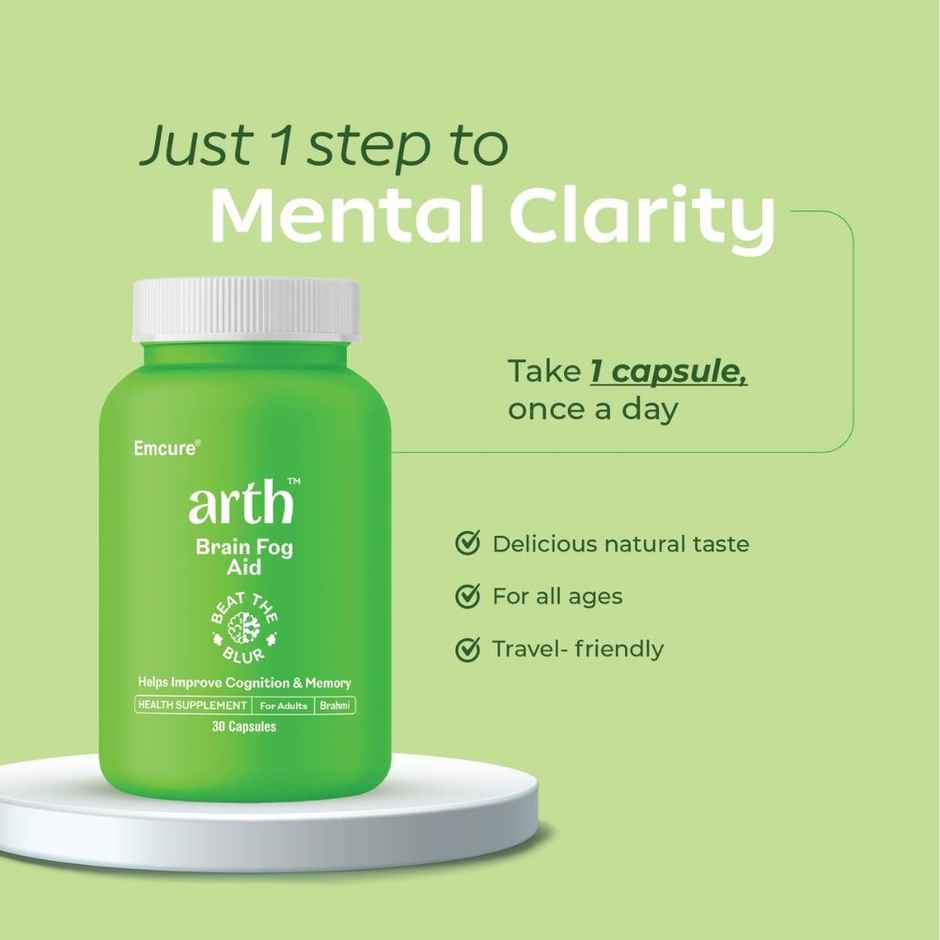 Arth By Emcure Brahmi Capsules | Bacopa Extract | Supports Cognition, Focus & Memory