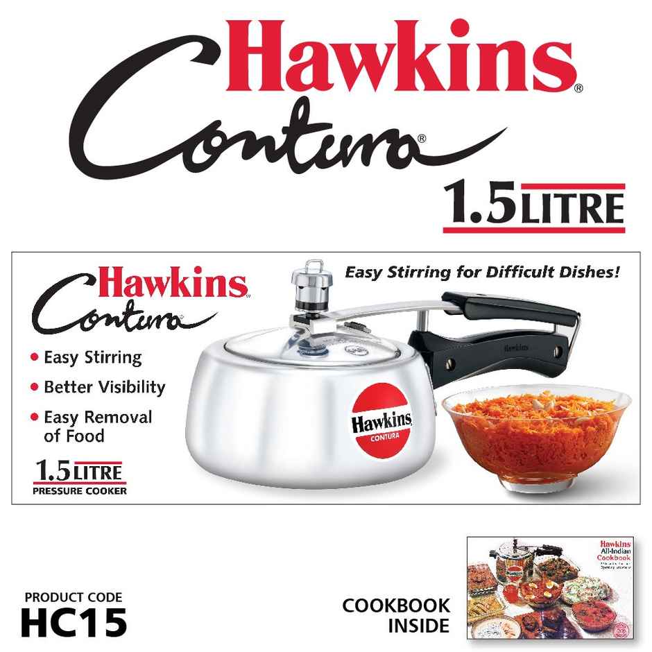 Hawkins 1.5 Litre Contura Pressure Cooker Handi Inner Lid Cooker - Silver