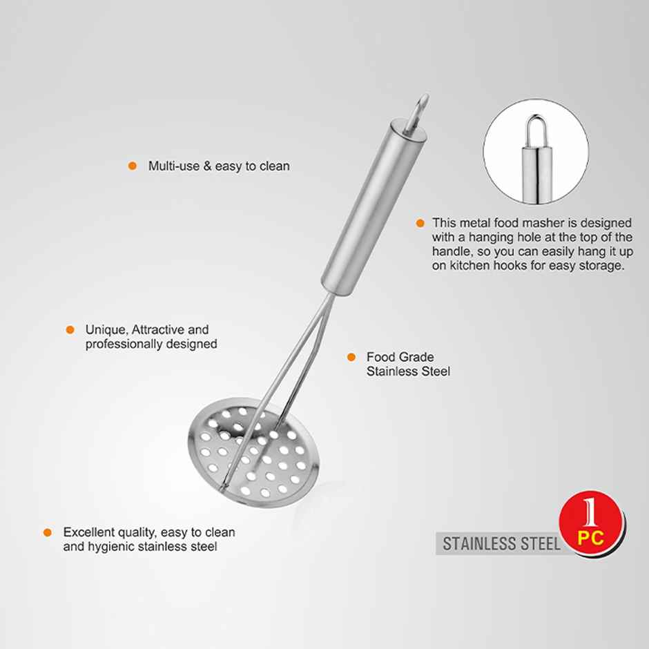 Vinayak Stainless Steel Potato Masher (Silver, 1 Unit)