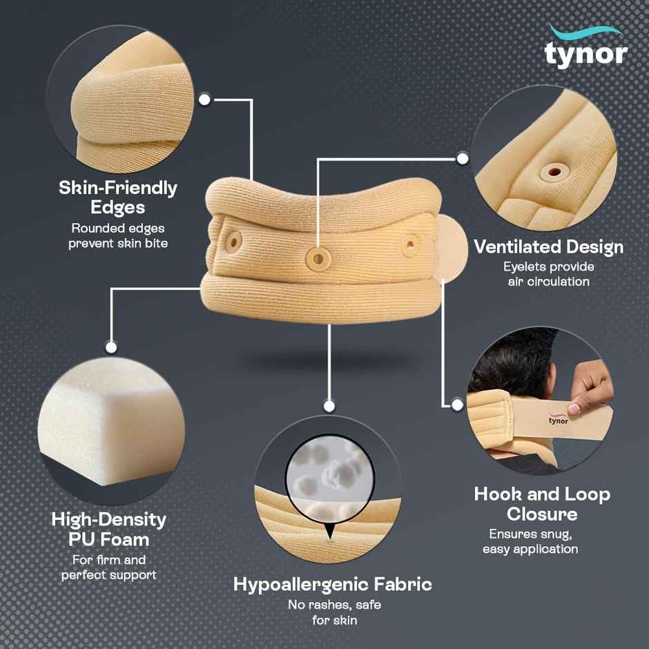 Tynor Cervical Collar Soft with Support Beige L