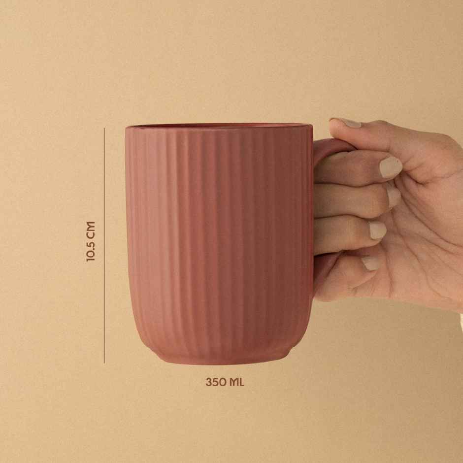 Borosil Porcelia Flute Rose Tea Coffee Porcelain Mug Set Microwave Dishwasher Safe