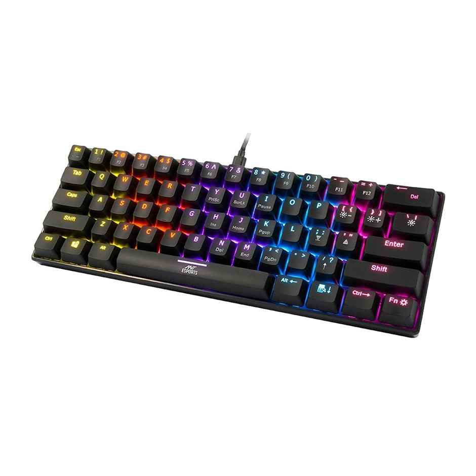 Ant Esports Mk1200 Mini Wired Mechanical Gaming Keyboard With Rgb Backlit Lighting - Red Switch