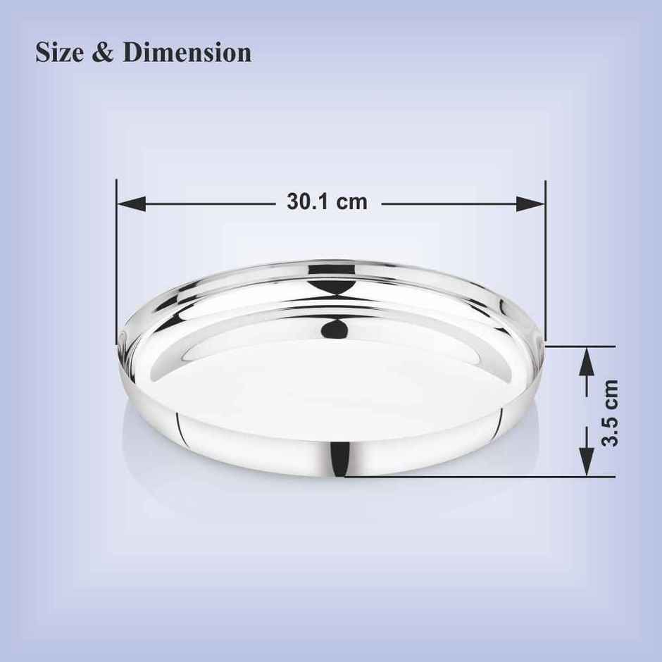 Steelera Stainless Steel Apple Dinner Plate / Thali / Khumcha | Food Safe | 30 cm