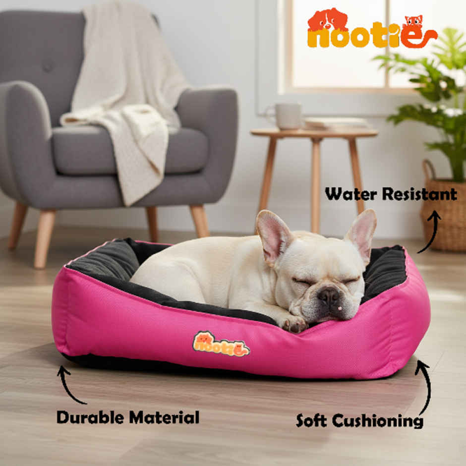 Nootie Anti-Slip Bed for Small Dogs & Cats | Pink & Black