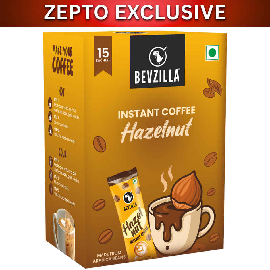 Bevzilla 15 Hazelnut Flavoured Instant Coffee Powder Sachets Combo