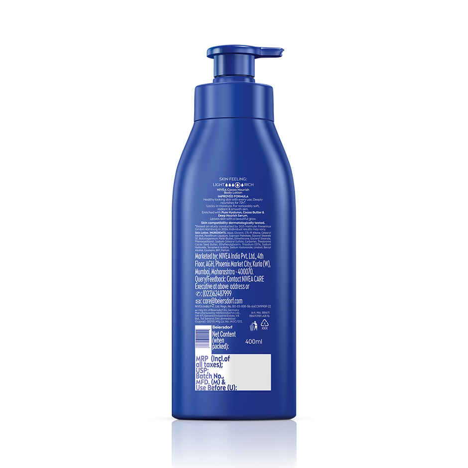 NIVEA Cocoa Nourish Body Lotion|Deep Moisture Serum|Non Greasy|Moisturiser For Very Dry Skin