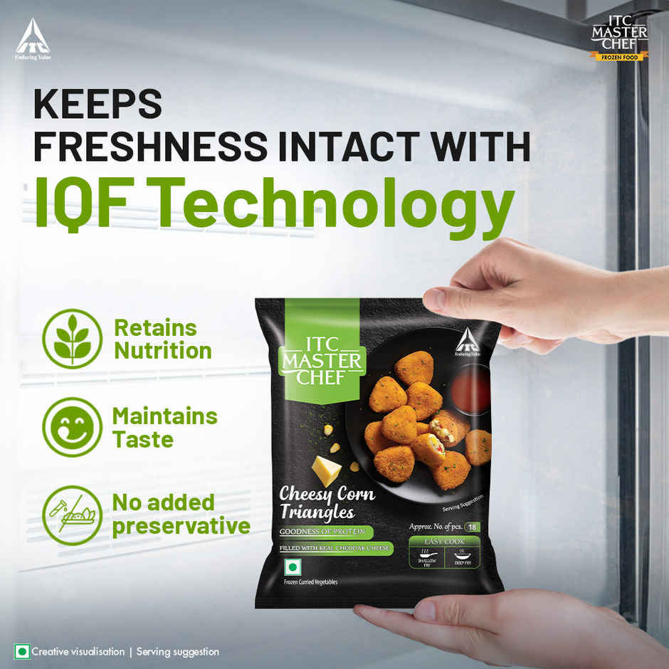 ITC Master Chef Cheesy Corn Triangle Nugget | Goodness of Protein With Cheddar Cheese | 18 pcs